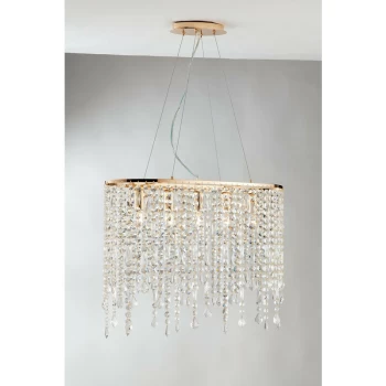 Image of Fan Europe Lighting - Fan Europe BREEZE 5 Light Pendant Ceiling Light Gold, K9 Crystals 66.5x23.5x46cm