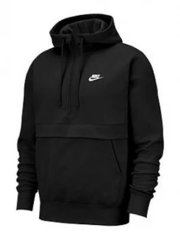 Image of Nike Club 1/2 Zip Hoodie - Black, Size L, Men