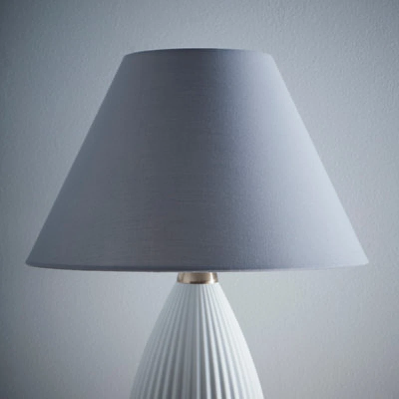 Image of K Living 10" Grey Textured Linen Fabric Coolie Lampshade Modern Table Lamp And Floor Lamp Cone Light Shade