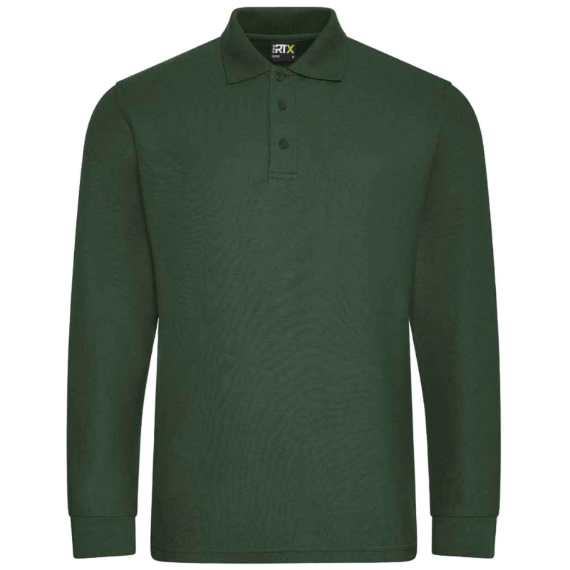 Image of PRORTX PRORTX Men Long-Sleeved Polo Shirt in Bottle Green Size: Small Bottle Green S Male 5063574362436