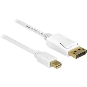 Image of Delock Mini DisplayPort / DisplayPort Adapter cable Mini DisplayPort plug, DisplayPort plug 5m White 83484 gold plated connectors DisplayPort cable