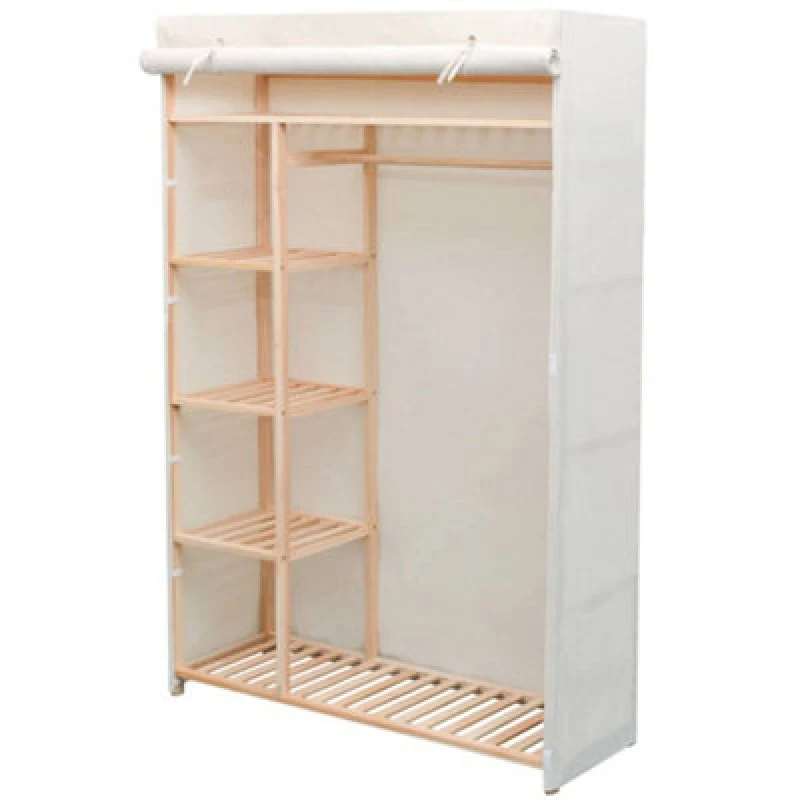 Image of vidaXL Wardrobe Fabric and Pinewood Clothes Shoes Accessories Cabinet Storage