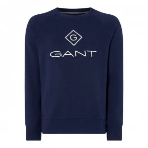 Image of Gant Gant New Logo Sweater - Blue 433