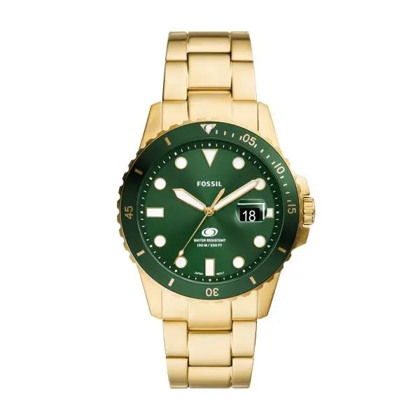 Image of Fossil Green Dial with Gold-Tone Stainless Steel Bracelet Mens Watch FS6030 FS6030
