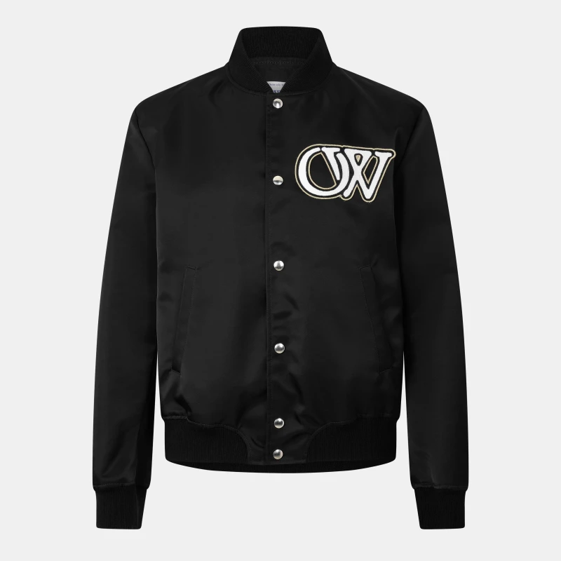 Image of Off White Mens Monogram Long Sleeve Bomber Jacket Black/White male M