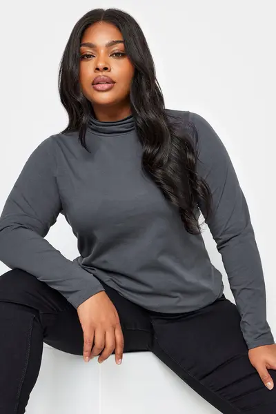 Image of Yours Turtle Neck Top Charcoal