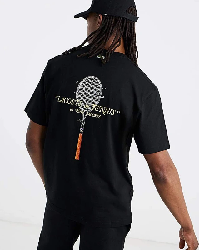 Image of Lacoste Lacoste Back Graphic T-Shirt Black - Lacoste - Size: S37 Black Male S37 LA38701