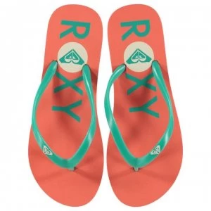 Image of Roxy Logo Flip Flops Ladies - Coral