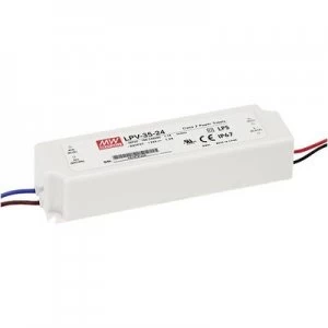 Image of Mean Well LPV-35-12 LED transformer Constant voltage 36 W 0 - 3 A 12 V DC not dimmable, Surge protection