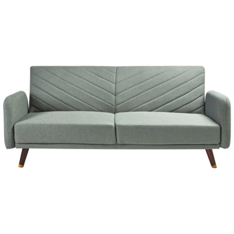 Image of Beliani Sofa Bed 3 Seater Senja Faux Linen Light Green