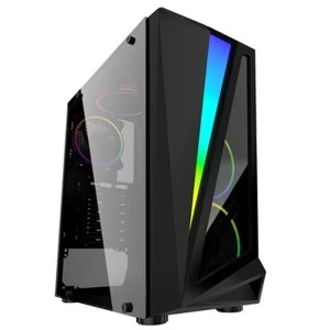 Image of CiT Mars Mid Tower 1 x USB 3.0 / 2 x USB 2.0 Tempered Glass Side Window Panel Black Case with Addressable RGB LED Lighting...