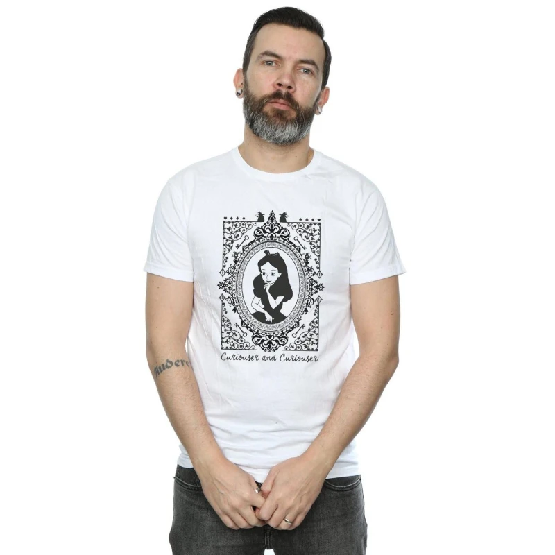 Image of Disney Men Alice In Wonderland Frame T-Shirt in White Size: Small White S Male 5057736325926