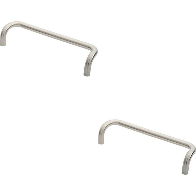 Image of Loops 2x Cranked Door Pull Handle 19mm Dia 300mm Fixing Centres Satin Steel Metallics unisex