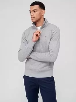 Image of GANT Original Quarter Zip Sweat - Grey Melange, Size 3XL, Men