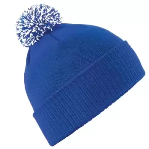 Image of Beechfield Adults Unisex Snowstar Beanie (One Size) (Bright Royal/White)