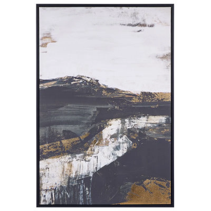 Image of Beliani Canvas Statte Abstract Motif 63 X 93cm Black