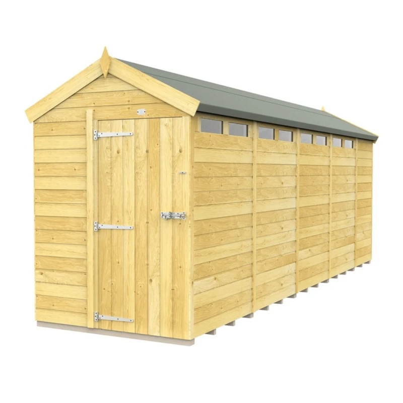 Image of Buttercup Farm 5 x 19 Feet Apex Security Shed - Single Door - L560 x W147 x H217cm in Brown Brown Unisex