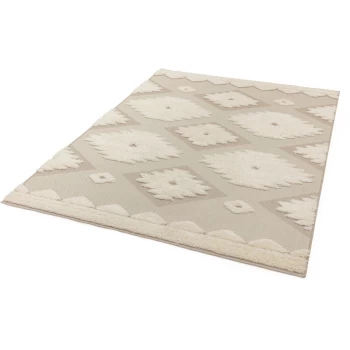 Image of Monty MN02 Natural Cream Tribal 200cm x 290cm Rectangle - Multicoloured and Cream