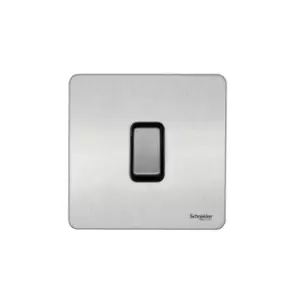 Image of Schneider Electric Ultimate Screwless Flat Plate - Single Light Switch, Double Pole, 20AX, GU2410BSS, Stainless Steel with Black Insert