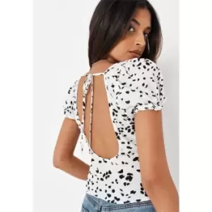 Image of Missguided Open Back Ss Milkmaid Dalmation - Multi