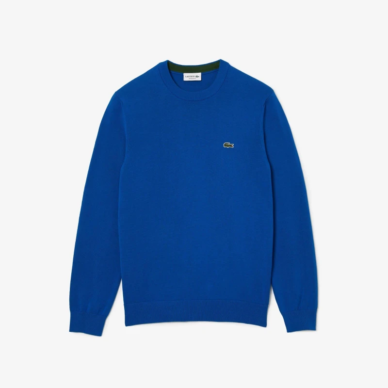 Image of Lacoste Organic Cotton Crewneck Sweatshirt - Blue Blue XS