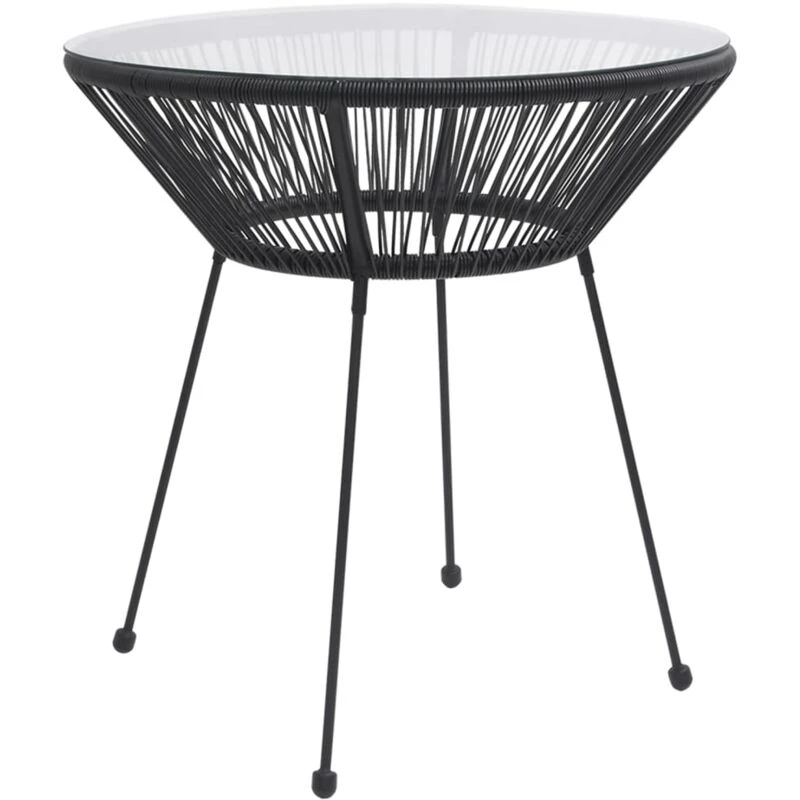 Image of VIDAXL Garden Dining Table Black Ø70x74cm Rattan and Glass Vidaxl 8720286090275