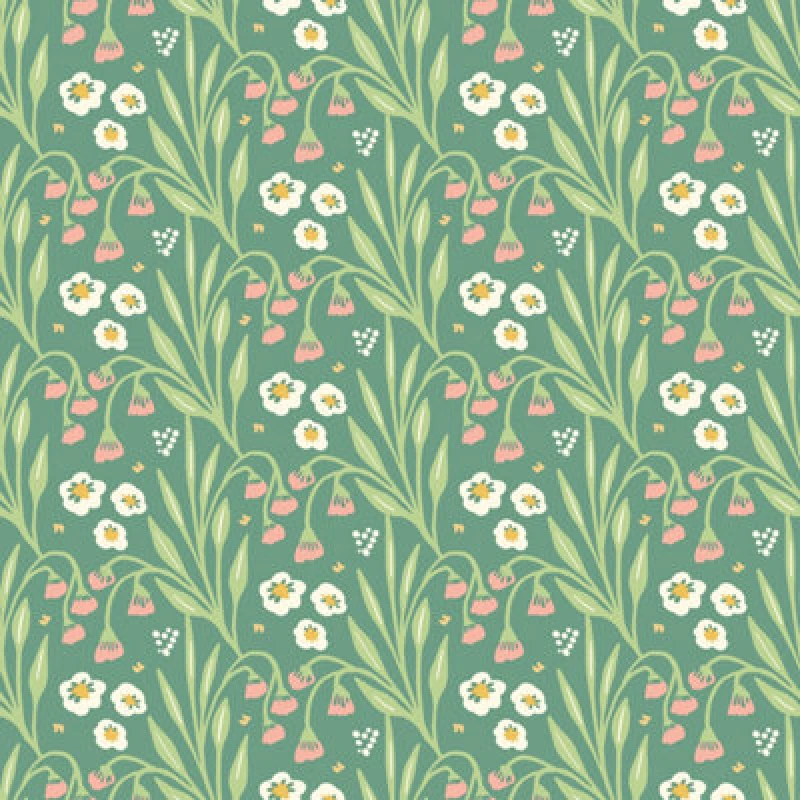 Image of Hoopla Walls Meadow Stripe Leaf & Peony Smooth Matt Wallpaper