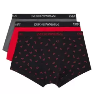 Image of Emporio Armani AOP 3 Pack Trunks - Black