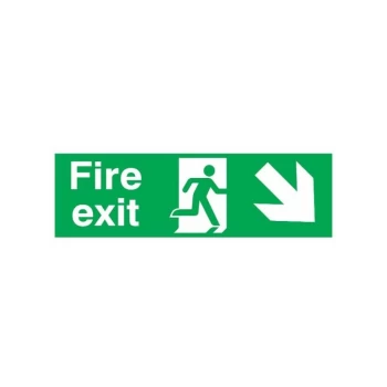Image of Fire Exit Arrow Down Right - Rigid Polypropylene - 150mm x 450mm - FFX04111R - Signs&labels