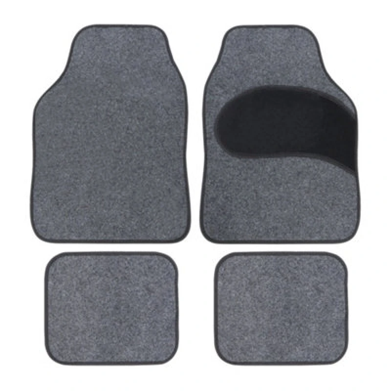 Image of Jvl Universal Pvc Backed Carpet Car Mats, Endurance Set, 4 Pieces, Grey/black