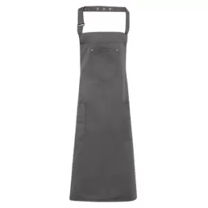 Image of Premier Unisex Chino Cotton Bib Apron (One Size) (Steel)
