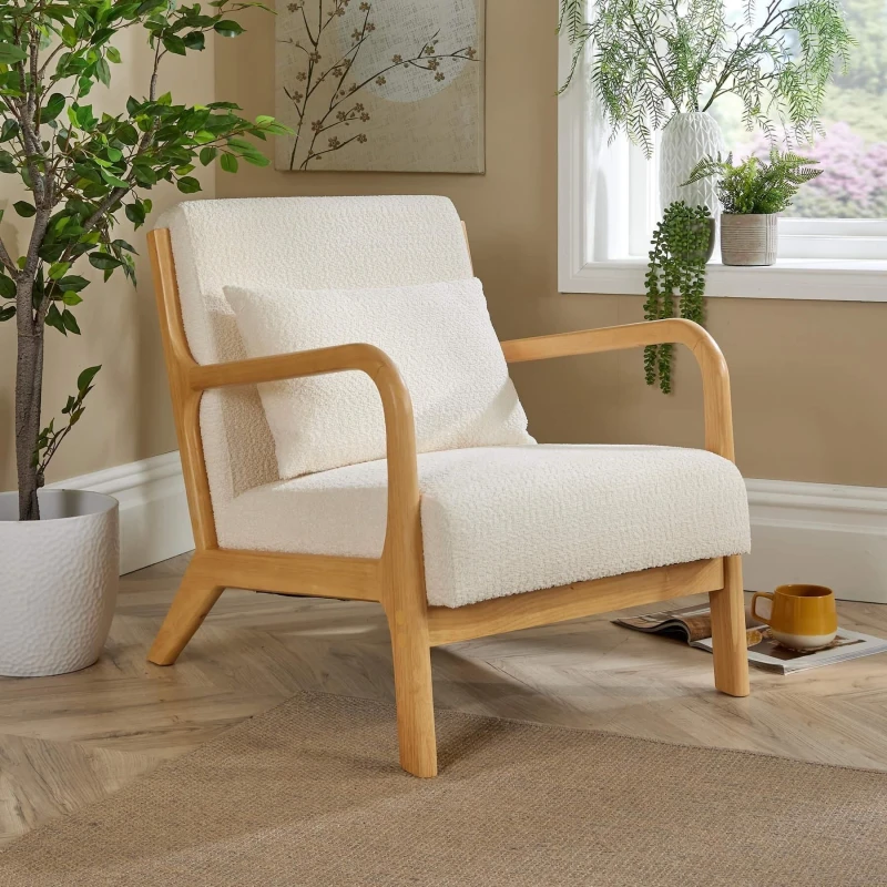 Image of Home Source Nova Boucle Occasional Accent Armchair Cream