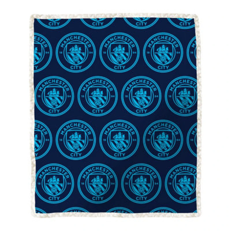 Image of Team Manchester City FC Monocrest Sherpa Fleece Blanket Blankets One Size Multi 39355499000