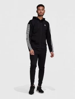 Image of Adidas Adidas Ribbed Tracksuit - Black/White
