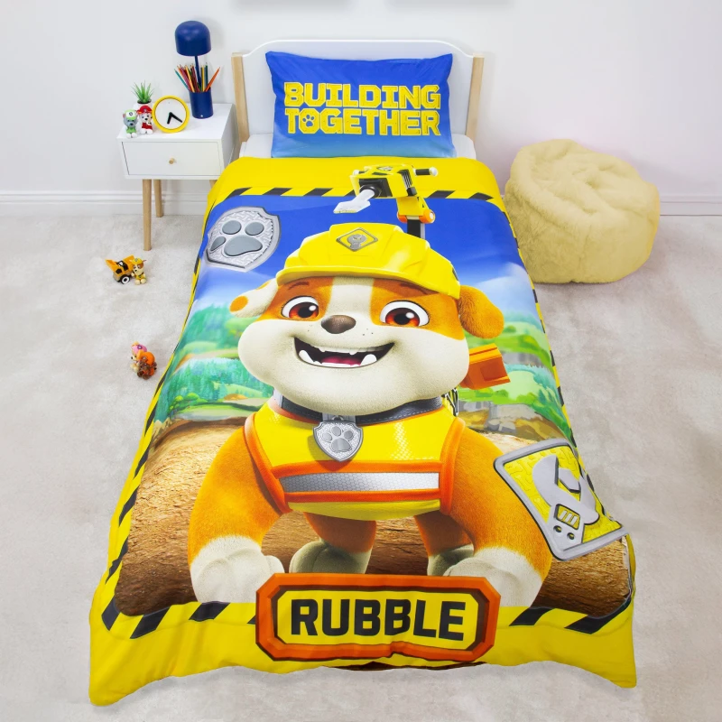 Image of Paw Patrol Rubble And Crew Single Panel Duvet Multi unisex One Size