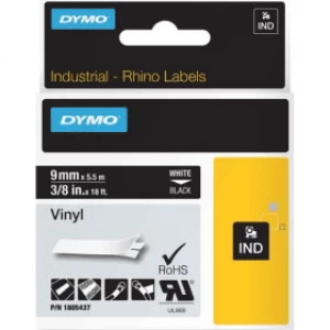 Image of Dymo 1805437 White on Black Label Tape 9mm x 5.5m