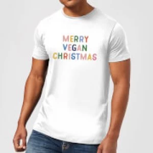 Image of Merry Vegan Christmas Mens Christmas T-Shirt - White - 4XL