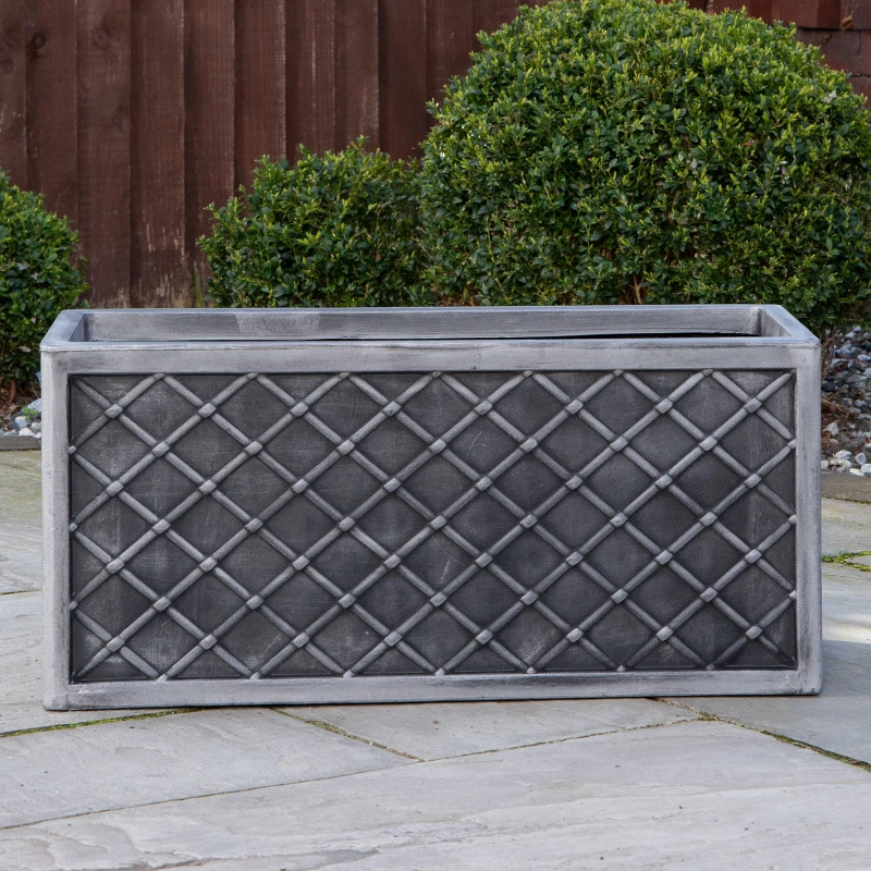 Image of 70cm Lazio Grey Pewter Garden Patio Plant Pot Planter