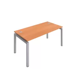 Image of Telescopic Sliding 1 Person Beech Bench with Cable Port - 1400 X 800 - Silver Frame