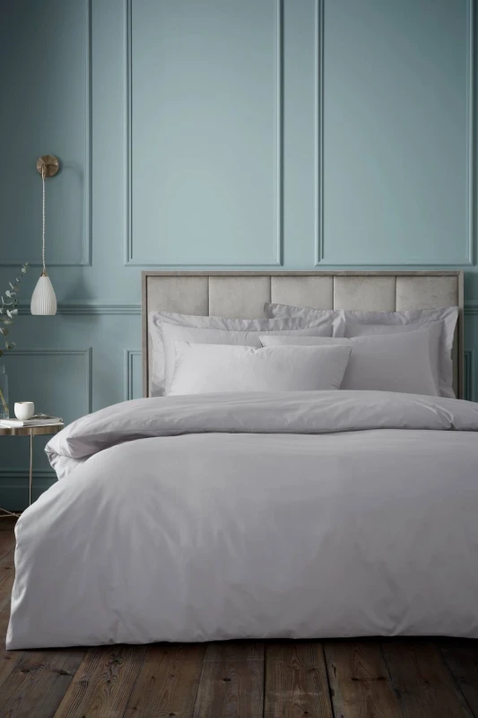 Image of Bianca 'Egyptian Cotton' 180 Thread Count Cotton Duvet Cover Set in Silver Size: Double Silver Unisex Double