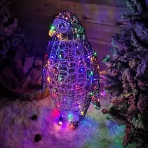 Image of 90cm Multicoloured LED Indoor Outdoor Acrylic Christmas Penguin Decoration