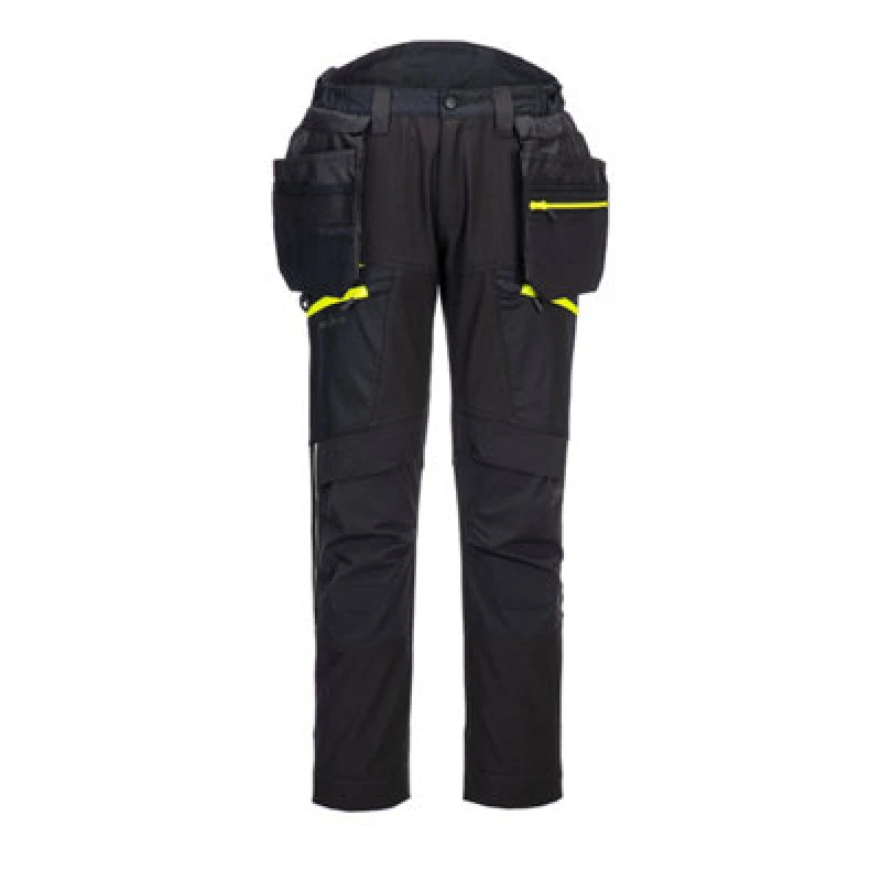 Image of Portwest DX4 Detachable Holster Pocket Softshell Trousers DX450BKR32 Colour: Black