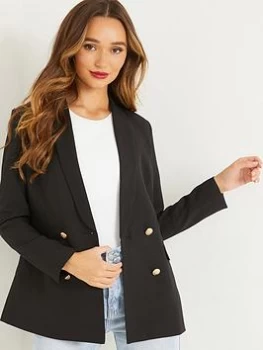 Image of Quiz Black Gold Button Blazer Jacket - 6