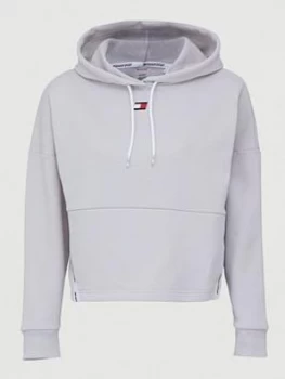 Image of Tommy Hilfiger Cropped Tape Fleece Hoodie - Grey