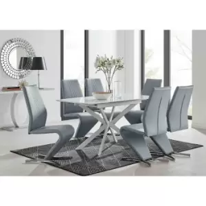 Image of Furniture Box LIRA 120 Extending Dining Table and 6 Grey Willow Chairs