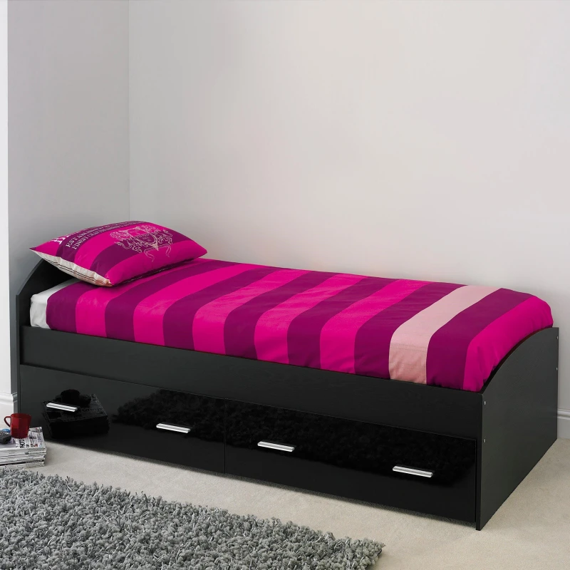 Image of Homelife Carleton 2 Drawer Single Storage Bed - Black One Size