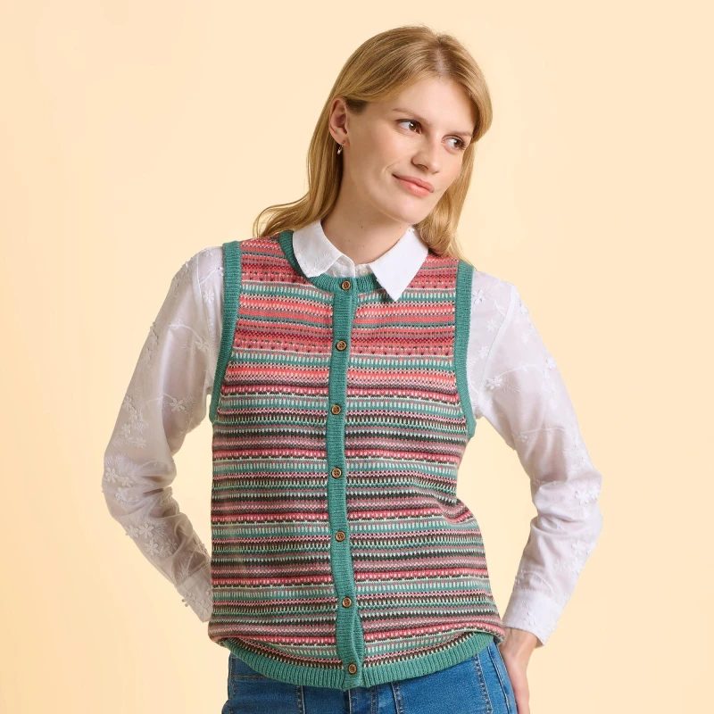 Image of Brakeburn Salted Button Tank Blue female UK 08