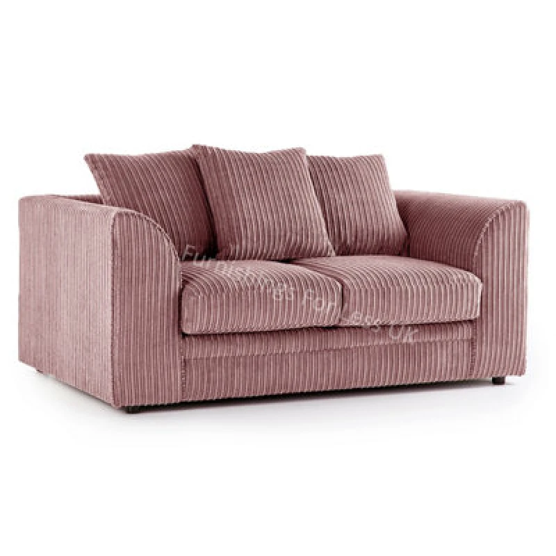 Image of Furnishings For Less UK Luxor Jumbo Cord Pink Fabric 2 Seater Sofa