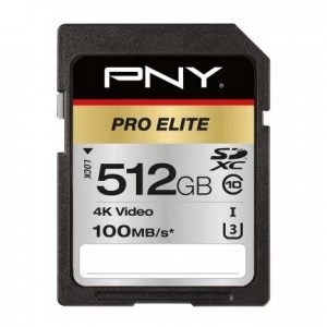 Image of PNY PRO Elite memory card 512GB SDXC Class 10 UHS-I