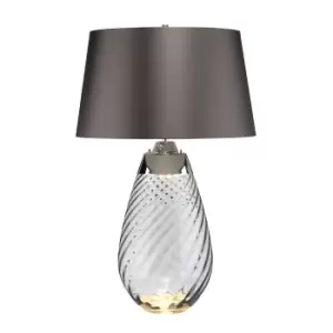Image of Lena 2 Light Large Smoke Table Lamp, Smoke-tinted Glass , Slate Shade, E27